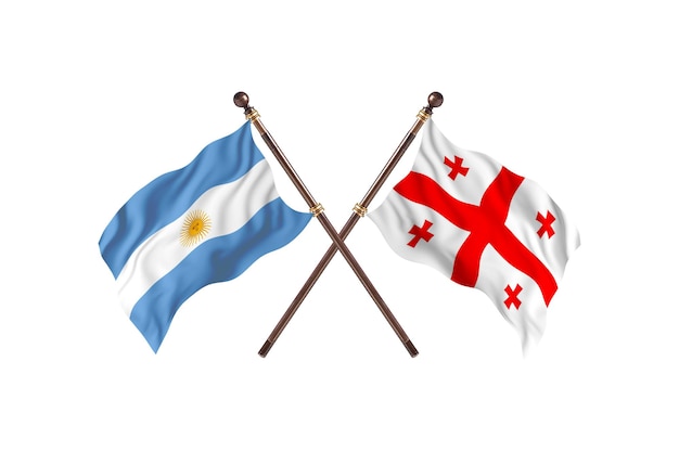 사진 아르헨티나 대 조지아 두 국가 플래그 배경