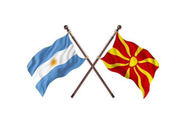 Argentina versus Macedonia Two Countries Flags Background