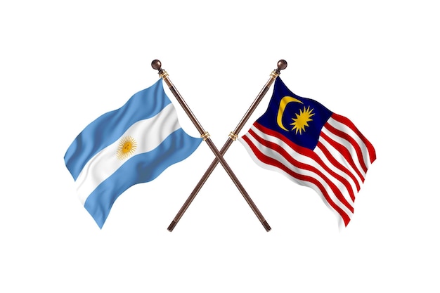 Argentina versus Malaysia Two Countries Flags Background