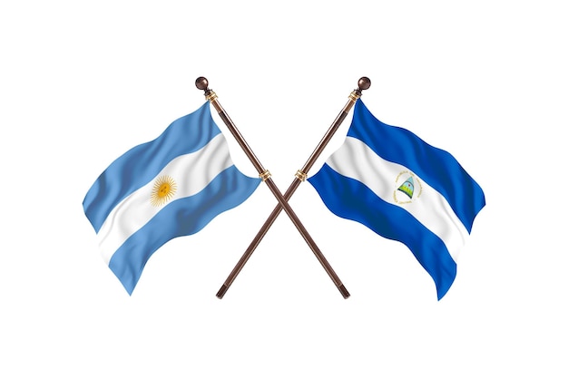 Argentina versus Nicaragua Two Countries Flags Background