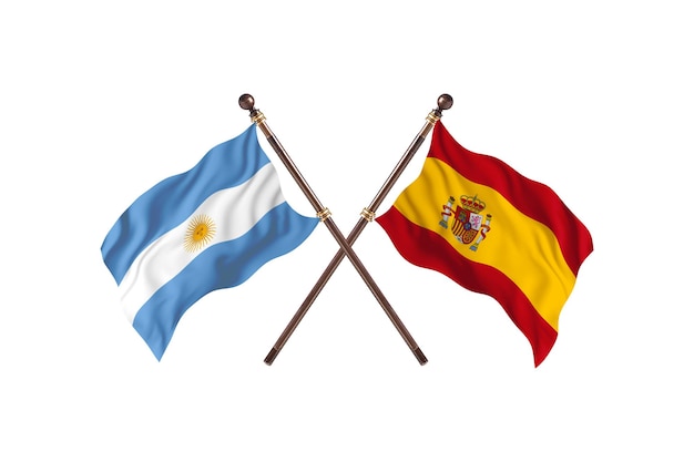 Argentina versus Spain Two Countries Flags Background