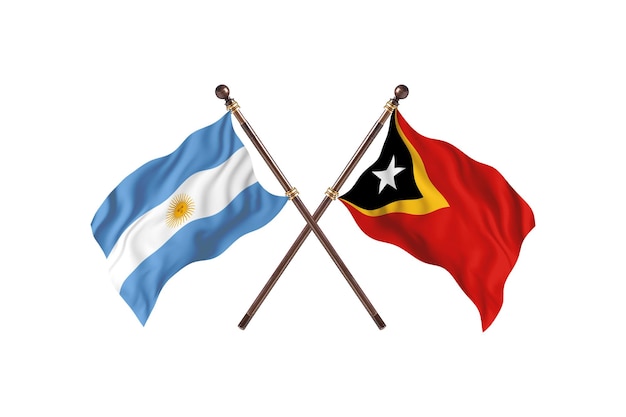 Argentina versus TimorLeste Two Countries Flags Background