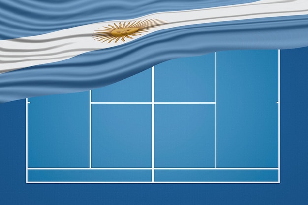 Argentina wavy flag tennis court hard court