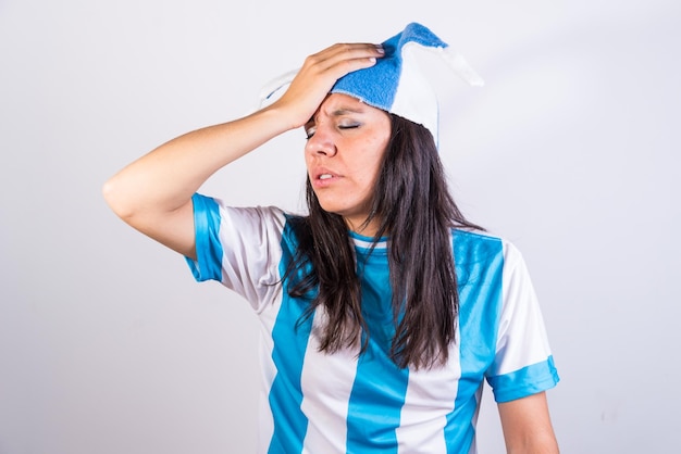 아르헨티나 팬 실망 젊은 라틴 여자 월드컵 월드컵