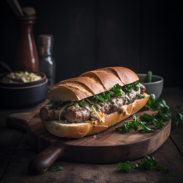 Сэндвич с аргентинской колбасой Иллюстрация AI GenerativexA