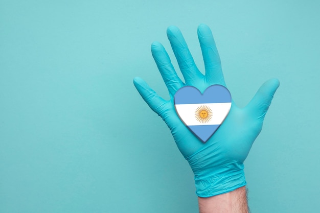 Argentinië medische gezondheid hart verpleegster hand met land hart vlag