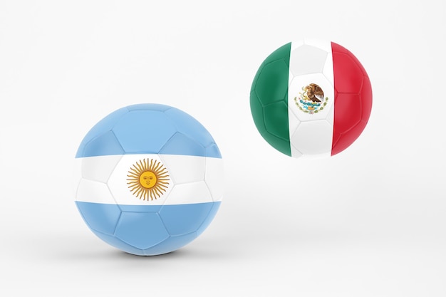 Argentinië versus Mexico op witte achtergrond