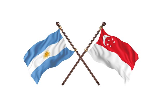 Argentinië versus Singapore twee landen vlaggen achtergrond