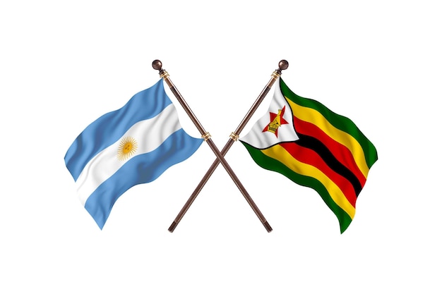 Argentinië versus Zimbabwe twee landen vlaggen achtergrond