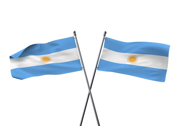 Argentinië vlaggen gekruist geïsoleerd op een witte achtergrond d rendering