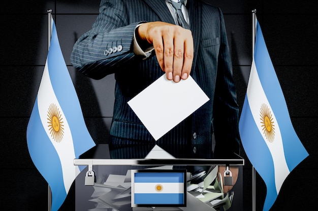 Foto argentinië vlaggen hand laten vallen stemkaart verkiezing concept 3d illustratie