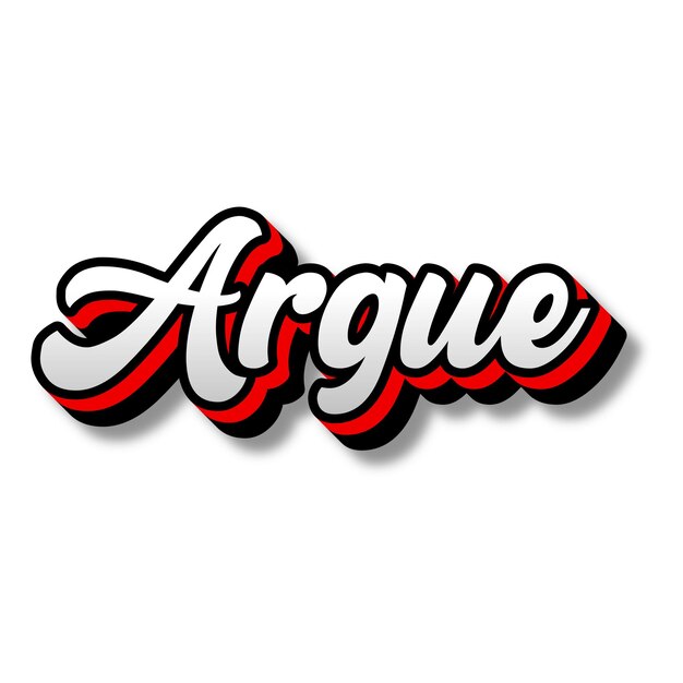 Argue Text 3D Silver Red Black White Background Photo JPG