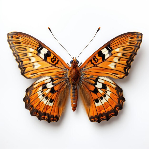 Argynnis paphia butterfly isolated on white background top view