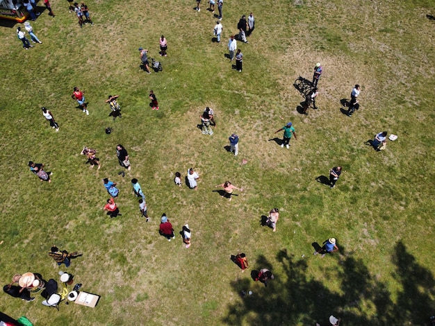 Arial view of African dance lessons