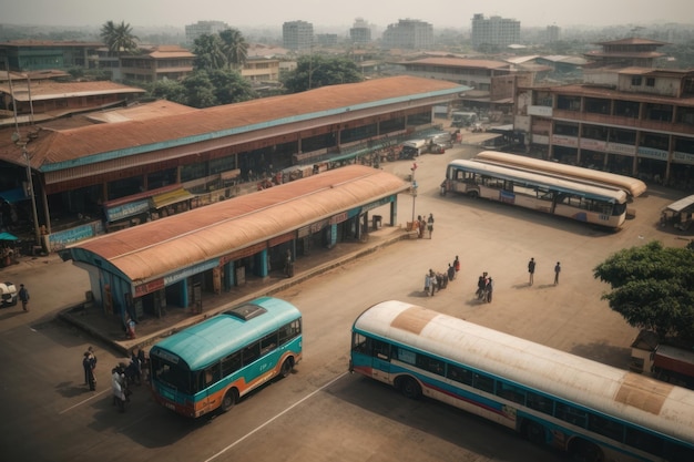 arial view of bus stand without people or human