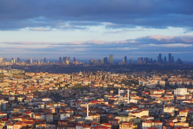 Arial view of istanbul asian side urban building blocks