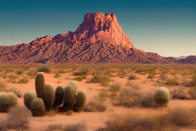 Foto l'arido paesaggio del caldo deserto del sahara cactus e sabbia con dune la natura del deserto