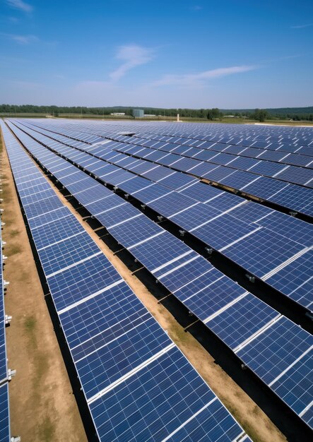 Photo ariel view of solar panel plants