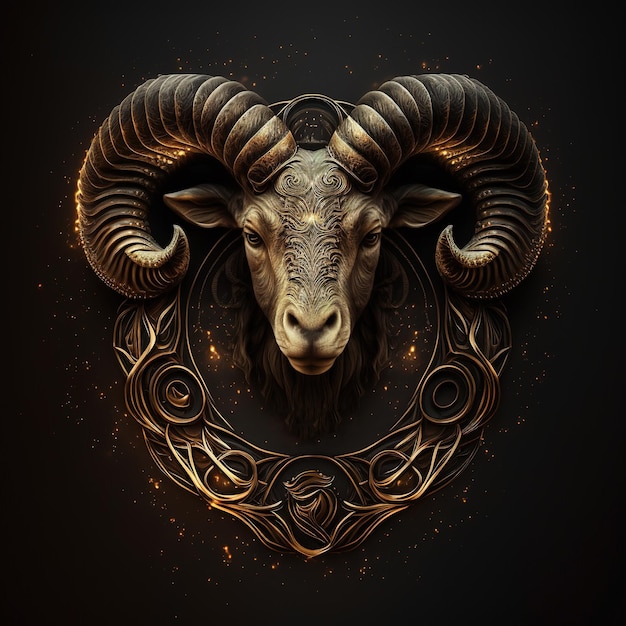 Aries astrology sign in elegant gold and black