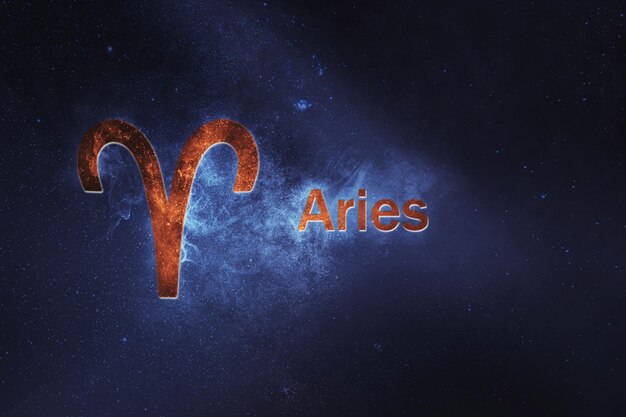 Aries Horoscope Sign. Abstract night sky background