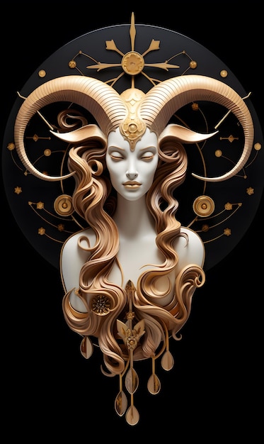 Aries woman sign timeless artistry black background