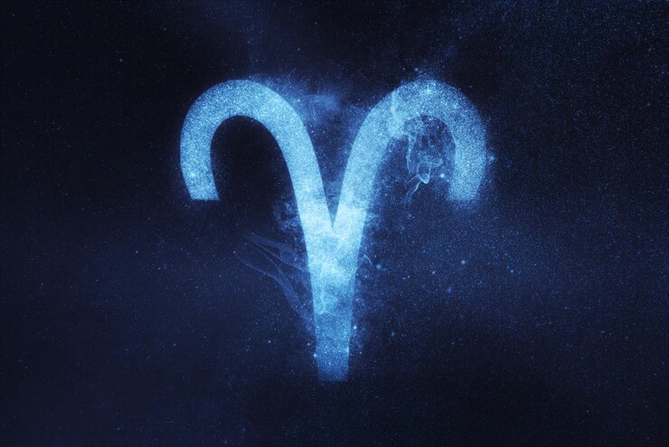Photo aries zodiac sign. abstract night sky background
