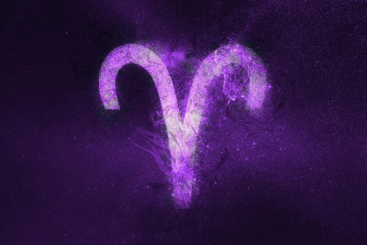 Photo aries zodiac sign. night sky abstract background