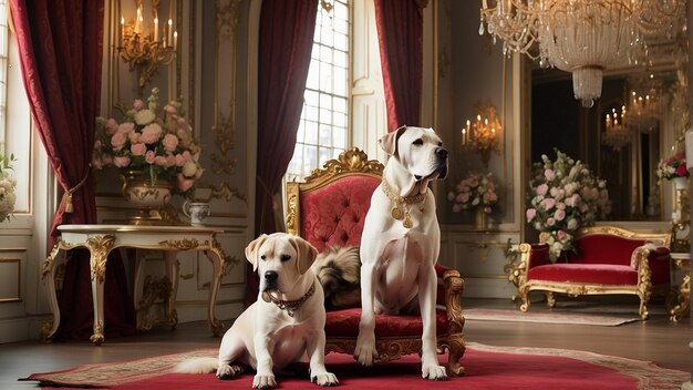 aristrocrat dog pet sitting in the throne