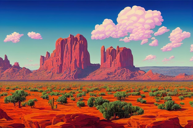 Arizona cartoon landscape illustration