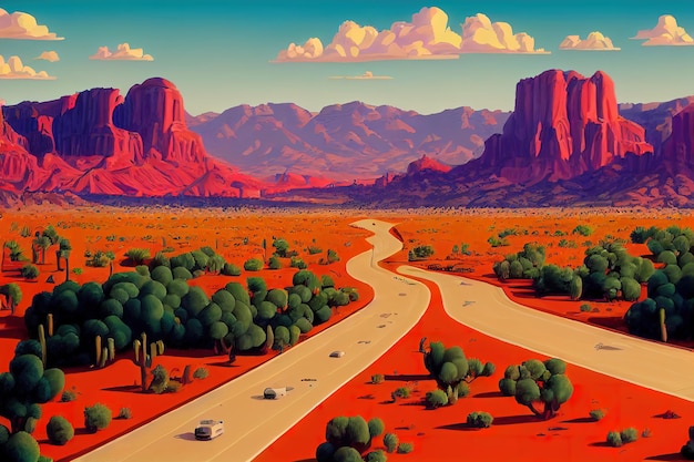 Arizona cartoon landscape illustration