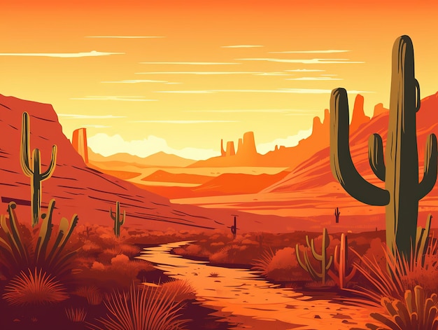 Arizona wild desert sunset view vector