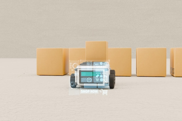Рука Робот AI производство Коробка продукт Объект для технологии обрабатывающей промышленности