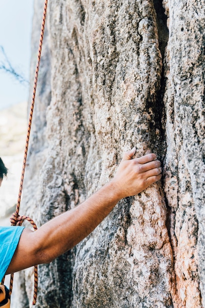 Arm view of rock climber