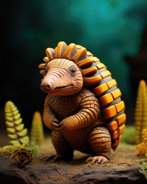 Photo armadillo character craft with isolated studio background