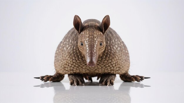 Armadillo dasypodidae cingulata on a white isolated