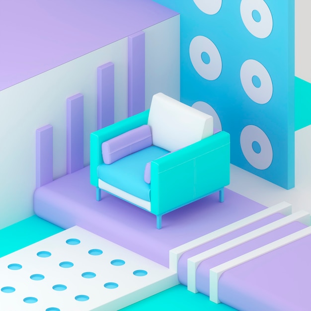 Armchair 3d isometric illustration render