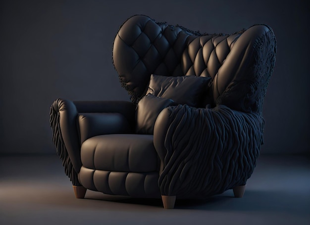 Armchair in black interior room