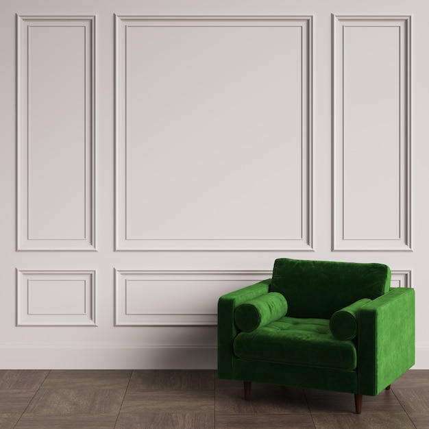 Armchair in classic interior with copy space