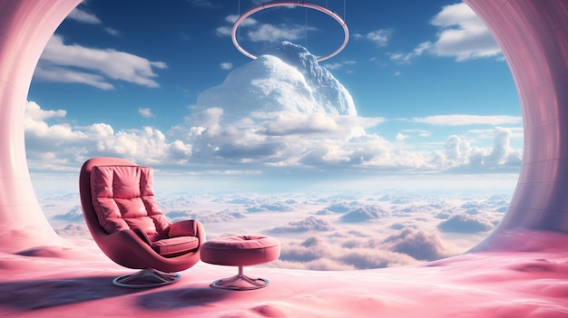Photo armchair on a clouds high quality photo generative ai