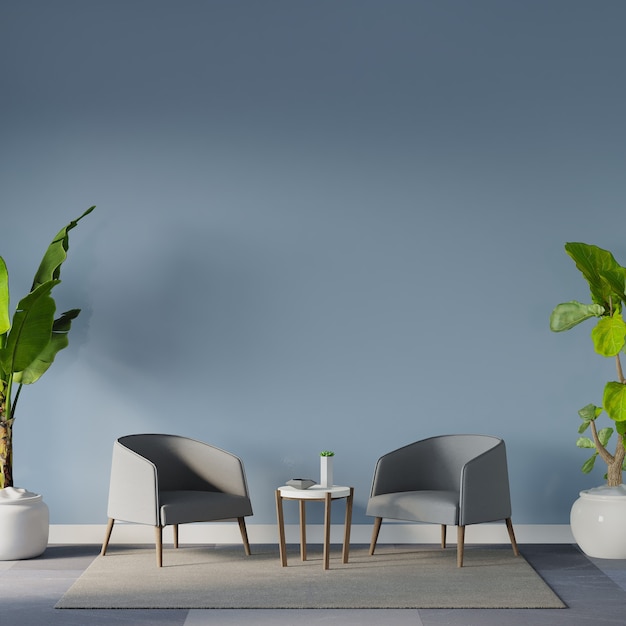 Armchair and coffee table in the room