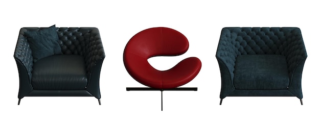写真 白い背景に隔離された椅子 インテリア家具 3dイラスト cgレンダー