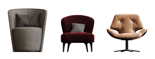 Photo armchair isolated on white background interior furniture 3d illustration cg render