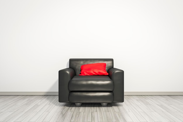 Photo armchair with red pillow