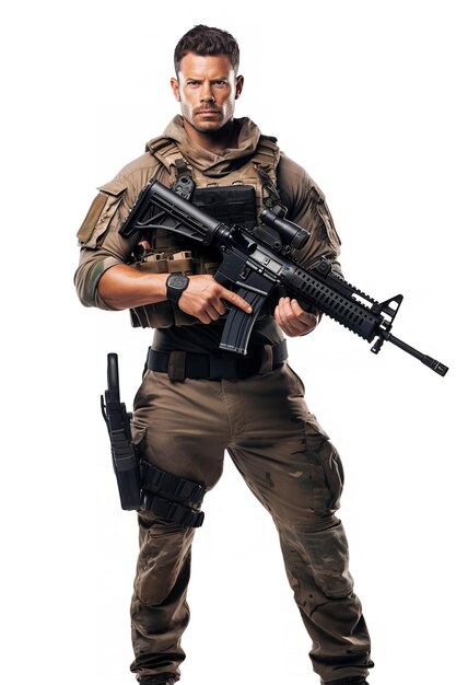 Armed Soldier Ready for Action AI Generated