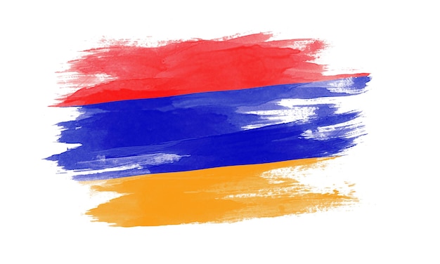 Armenia flag brush stroke, national flag on white background