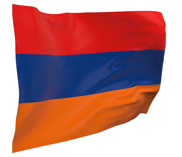 Флаг Армении изолирован. Размахивая знаменем. Государственный флаг Армении