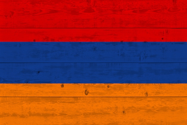 Photo armenia flag painted on old wood plank