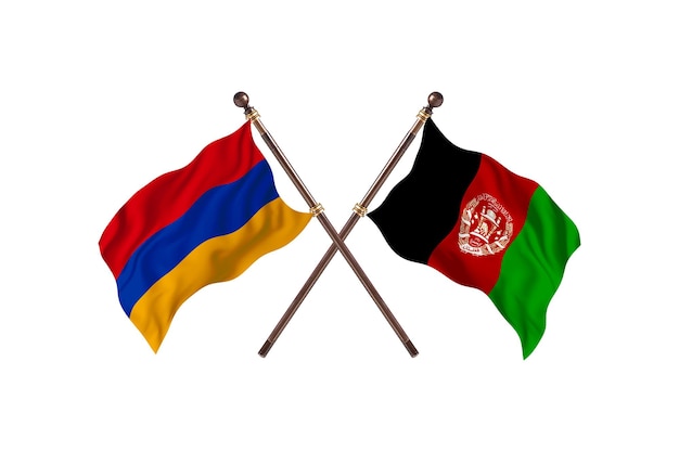 Armenia versus Afghanistan Two Countries Flags Background