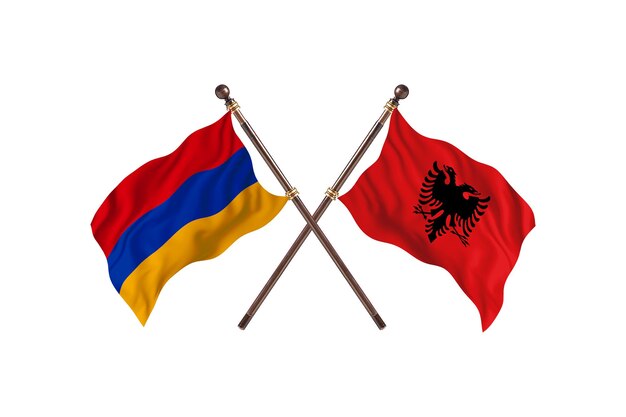 Armenia versus Albania Two Countries Flags Background