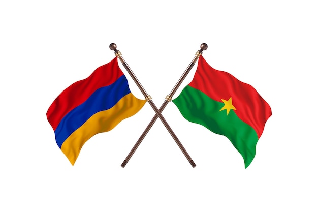 Armenia versus Burkina Faso Two Countries Flags Background